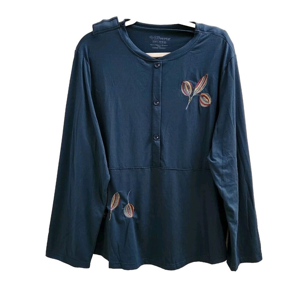 Silverts Green Adaptive Dressing Easy On Easy Off Snap Long Sleeve Top 2XL New